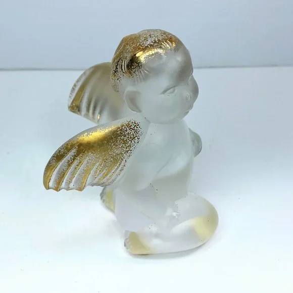 Lalique Gold Gilt Crystal Elton John "Engaged in" Cherub Angel Figurine PB055